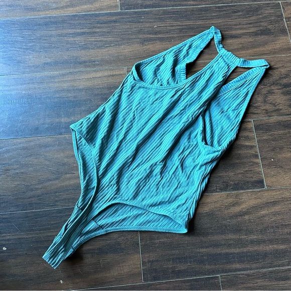 Free People Speed Dial Ribbed Sea Breeze Bodysuit - Picture 2 of 5
